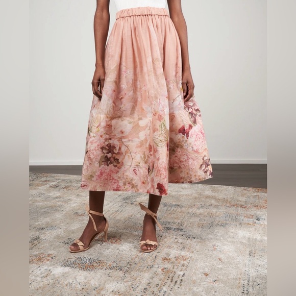 Zimmermann Dancer Floral Beige and Pink Blouse & Midi Skirt Set - Picture 6 of 12